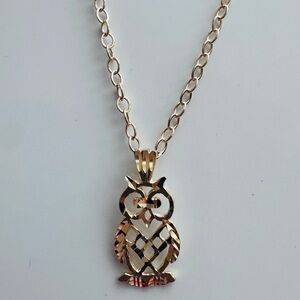 10k Gold Owl Pendant Necklace - Women Jewelry